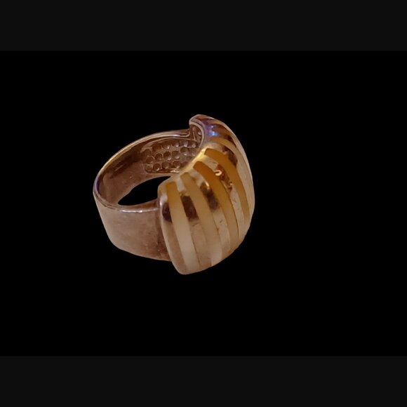 Vintage 925 Sterling Silver Size 5.75 Mother Of Pearl Large Cocktail Ring - Picture 11 of 12